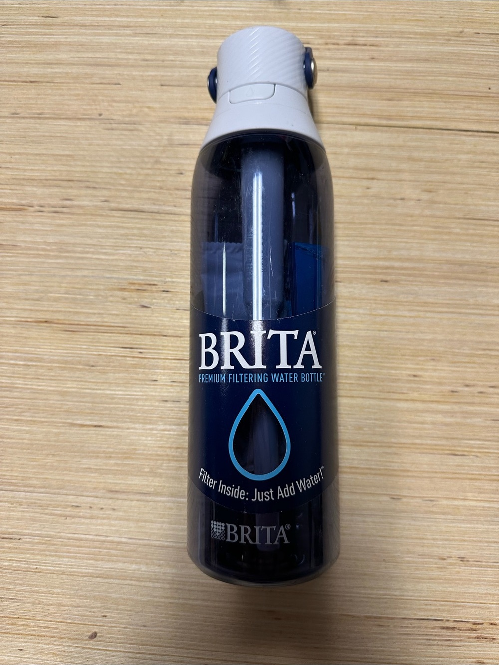 Brita Navy Blue Filtering Water Bottle with Light Gray Accent